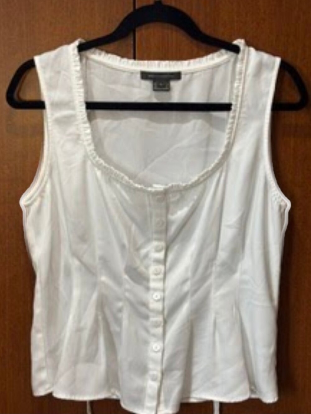 NWOT French Connection Scalloped Neck Tie Back Sleeveless Top Size L